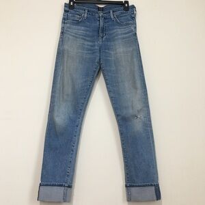 Citizens Of Humanity Jazmin Ankle Cuffed Slim Straight Mid Rise Jeans